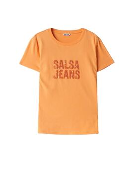 Salsa Jeans CAMISETA CON BRANDING DE ABALORIOS Naranja 