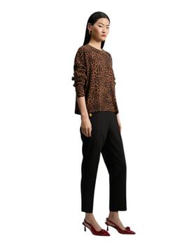 Lola Casademunt Jersey Animal Print Marron-Negro