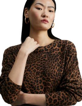 Lola Casademunt Jersey Animal Print Marron-Negro