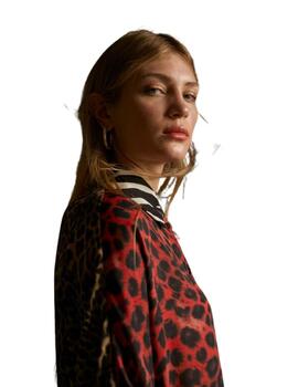 Lola Casademunt Camisa Animal Print Combinada Rojo