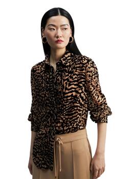 Lola Casademunt Camisa Animal Print Flocado Marron