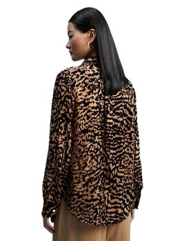 Lola Casademunt Camisa Animal Print Flocado Marron