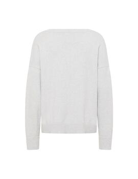 Frieda Jersey gris cuello pico Pullover Sterling G