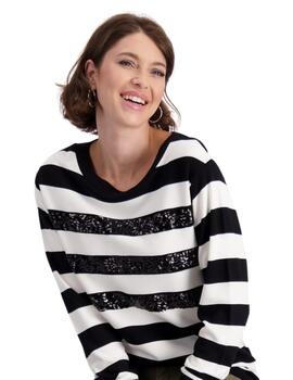 Monari Jersey Schwarz Striped