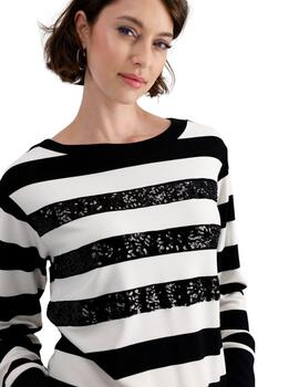 Monari Jersey Schwarz Striped