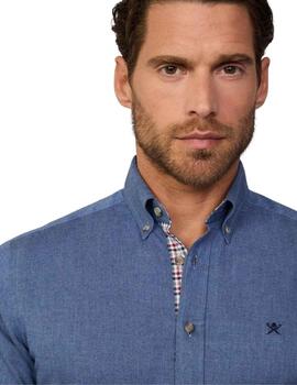 Hackett Camisa Flannel Trim Blue