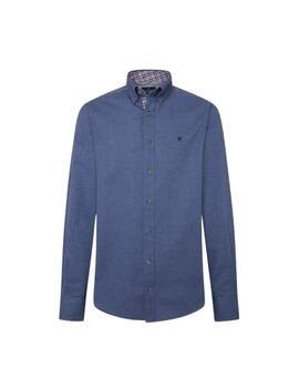 Hackett Camisa Flannel Trim Blue