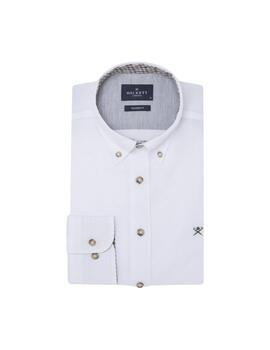 Hackett Camisa Flannel Trim White