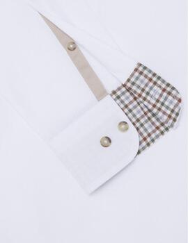 Hackett Camisa Flannel Trim White