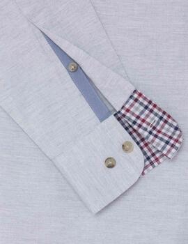 Hackett Camisa Flannel Trim Grey