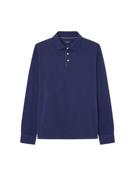 Hackett Polo Selvedge Placket Ls Ink Blue