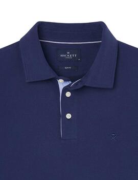 Hackett Polo Selvedge Placket Ls Ink Blue