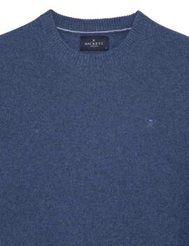 Hackett Punto Lambswool Crew Chambray Blue