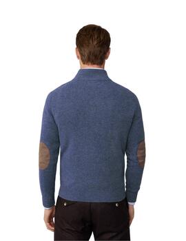 Hackett Punto Lambswool Hzip Chambray Blue