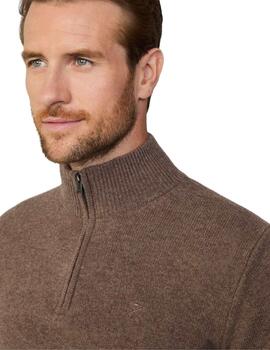 Hackett Punto Lambswool Hzip Malt Beige