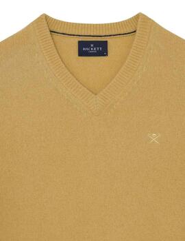 Hackett Punto Lambswool V Neck Lemon Yellow