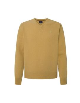 Hackett Punto Lambswool V Neck Lemon Yellow