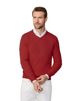 Hackett Punto Lambswool V Neck Cardinal Red