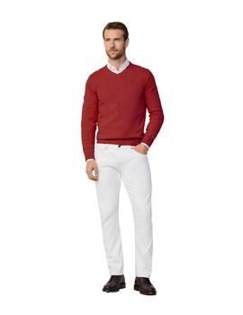 Hackett Punto Lambswool V Neck Cardinal Red