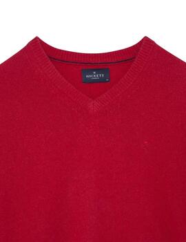 Hackett Punto Lambswool V Neck Cardinal Red