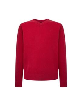 Hackett Punto Lambswool V Neck Cardinal Red