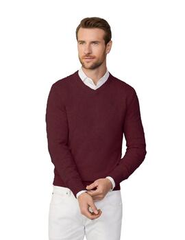 Hackett Punto Lambswool V Neck Winter Red