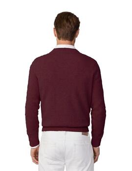 Hackett Punto Lambswool V Neck Winter Red