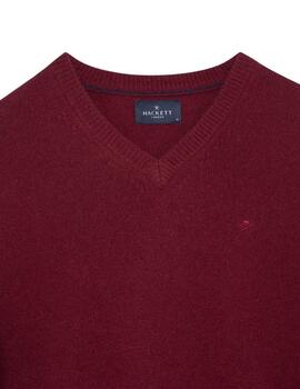 Hackett Punto Lambswool V Neck Winter Red