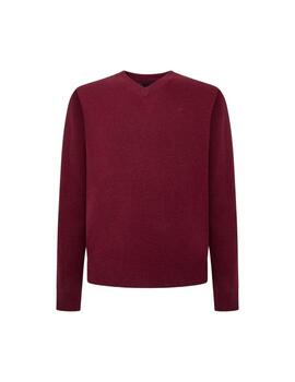 Hackett Punto Lambswool V Neck Winter Red