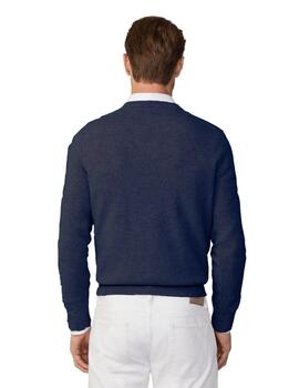 Hackett Punto Lambswool V Neck Midnight Blue