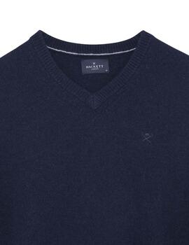 Hackett Punto Lambswool V Neck Midnight Blue