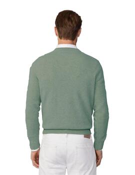 Hackett Punto Lambswool V Neck Seagrass Green