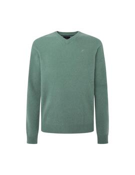 Hackett Punto Lambswool V Neck Seagrass Green