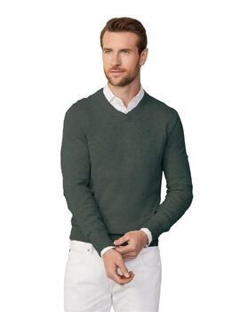 Hackett Punto Lambswool V Neck Forest Night Gr