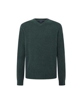 Hackett Punto Lambswool V Neck Forest Night Gr