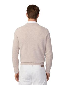 Hackett Punto Lambswool V Neck Antique White