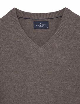 Hackett Punto Lambswool V Neck Malt Beige