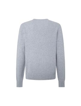 Hackett Punto Lambswool V Neck Silver Grey