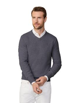 Hackett Punto Lambswool V Neck Granite Grey