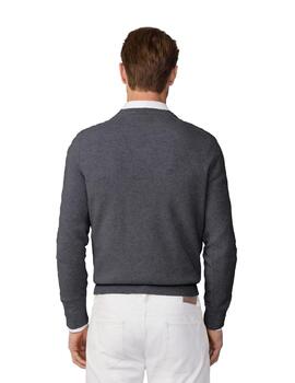 Hackett Punto Lambswool V Neck Granite Grey