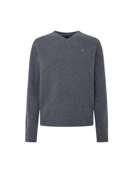 Hackett Punto Lambswool V Neck Granite Grey