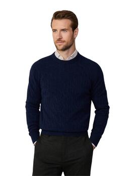 Hackett Punto Lw Cable Crew Midnight Blue