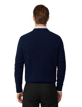 Hackett Punto Lw Cable Crew Midnight Blue