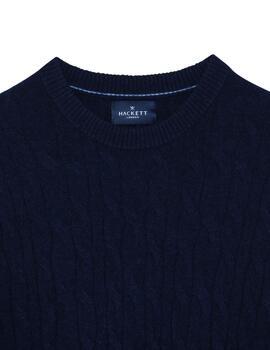 Hackett Punto Lw Cable Crew Midnight Blue