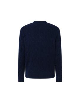 Hackett Punto Lw Cable Crew Midnight Blue