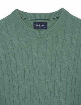 Hackett Punto Lw Cable Crew Seagrass Green