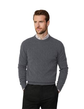 Hackett Punto Lw Cable Crew Granite Grey