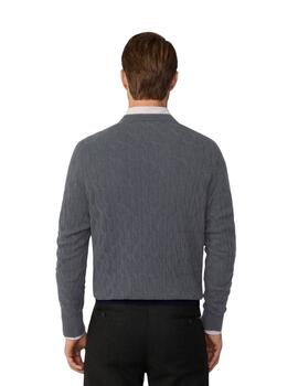 Hackett Punto Lw Cable Crew Granite Grey