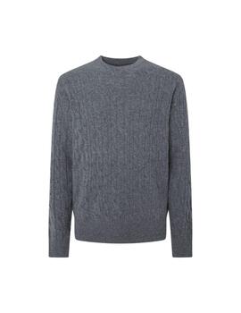 Hackett Punto Lw Cable Crew Granite Grey