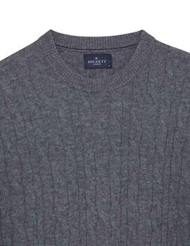 Hackett Punto Lw Cable Crew Granite Grey